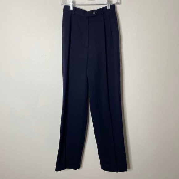 Burberry Pants - Vintage Burberrys navy wool pleated high waist trousers pants 4.  26" waist